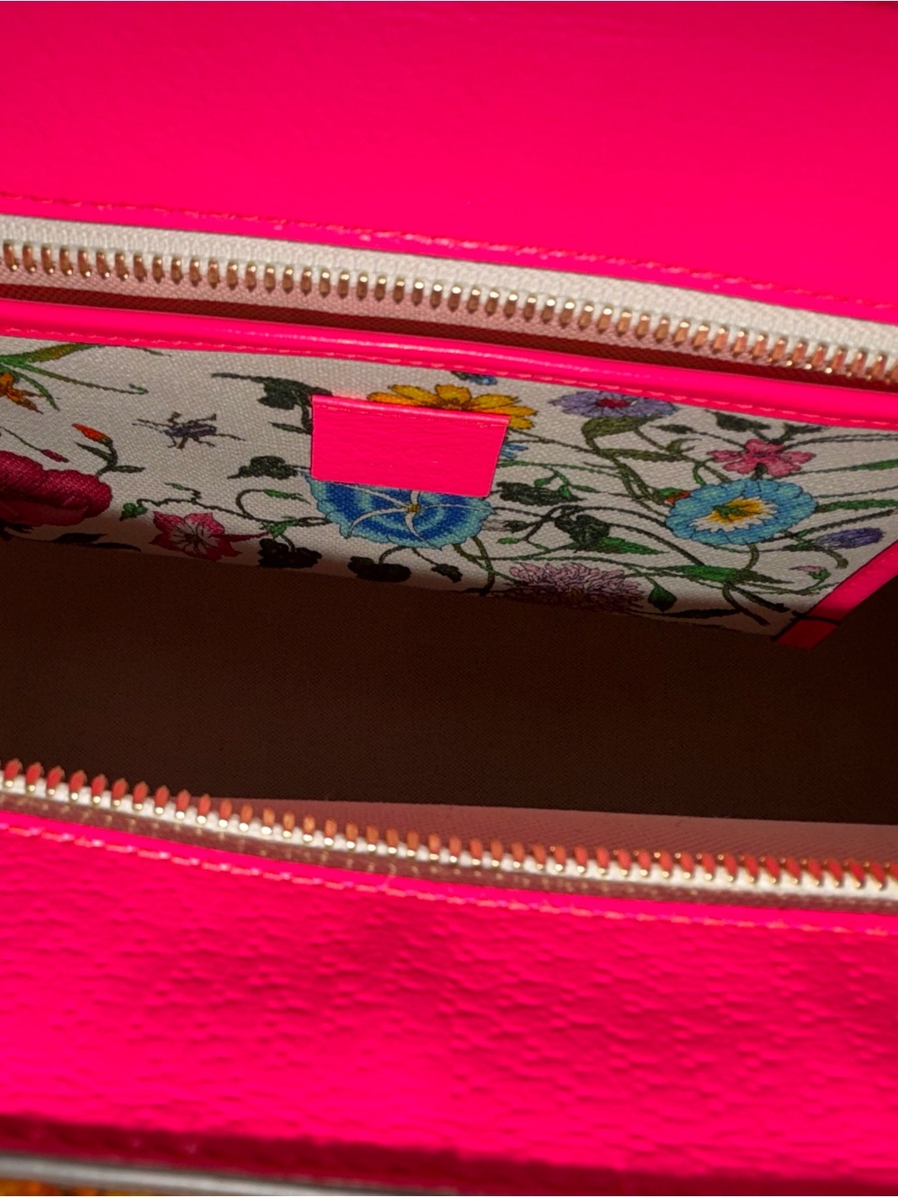 Gucci Floral Print Tote Bag with Pink Handles - Picture 11 of 16
